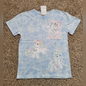 My Little Pony Girls Tee Shirt T-shirt Blue White Retro Size Large 10 12 NWT